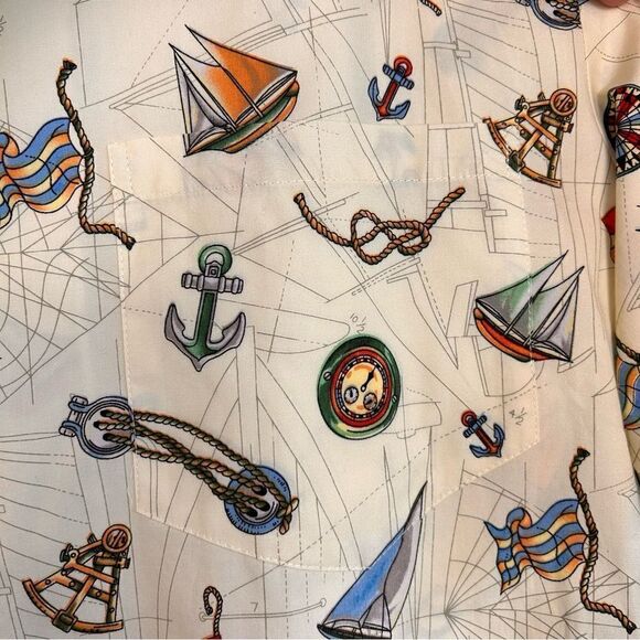 Pacific Legend Voyage Ivory Cotton Men's Hawaiian Shirt - Picture 7 of 13